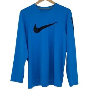 Nike Elite blue black long sleeve athletic tee men's size large